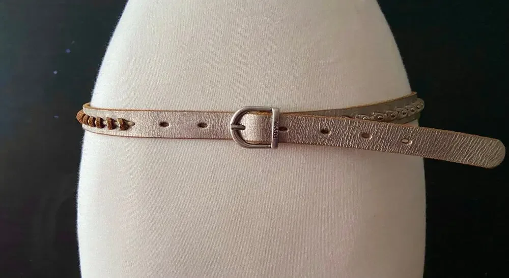 FOSSIL Metallic Studded Belt w/Laser-Cut Accent sz L